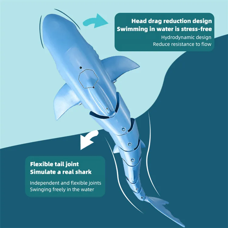 New Design Water Pool Shark Toys Black Blue Shaking Tail 4c Rc Shark Toy