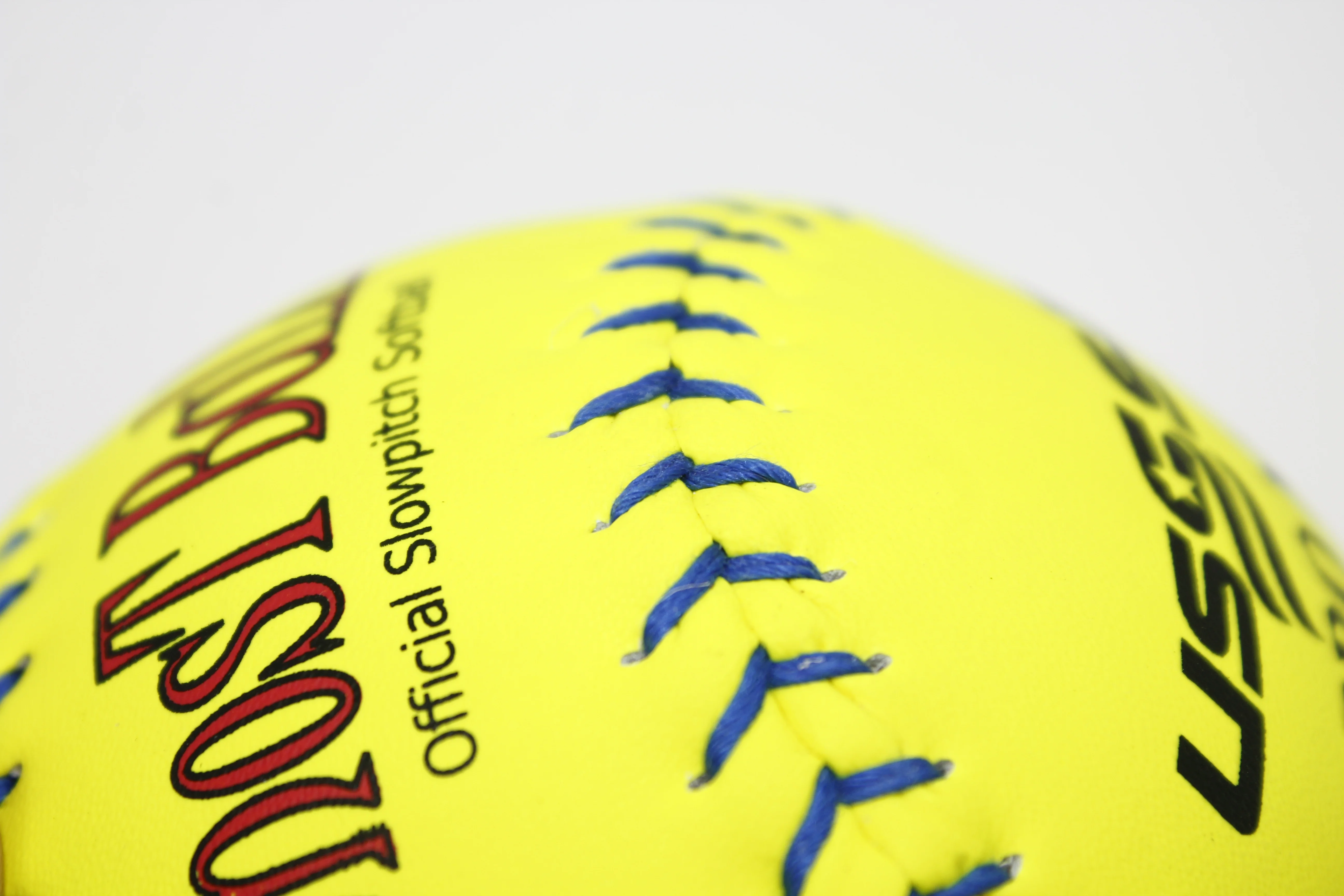 Wholesale Good Quality Customized Logo Printed Team Sports Official Durable Cork Core PU Core Yellow Green Leather Softball