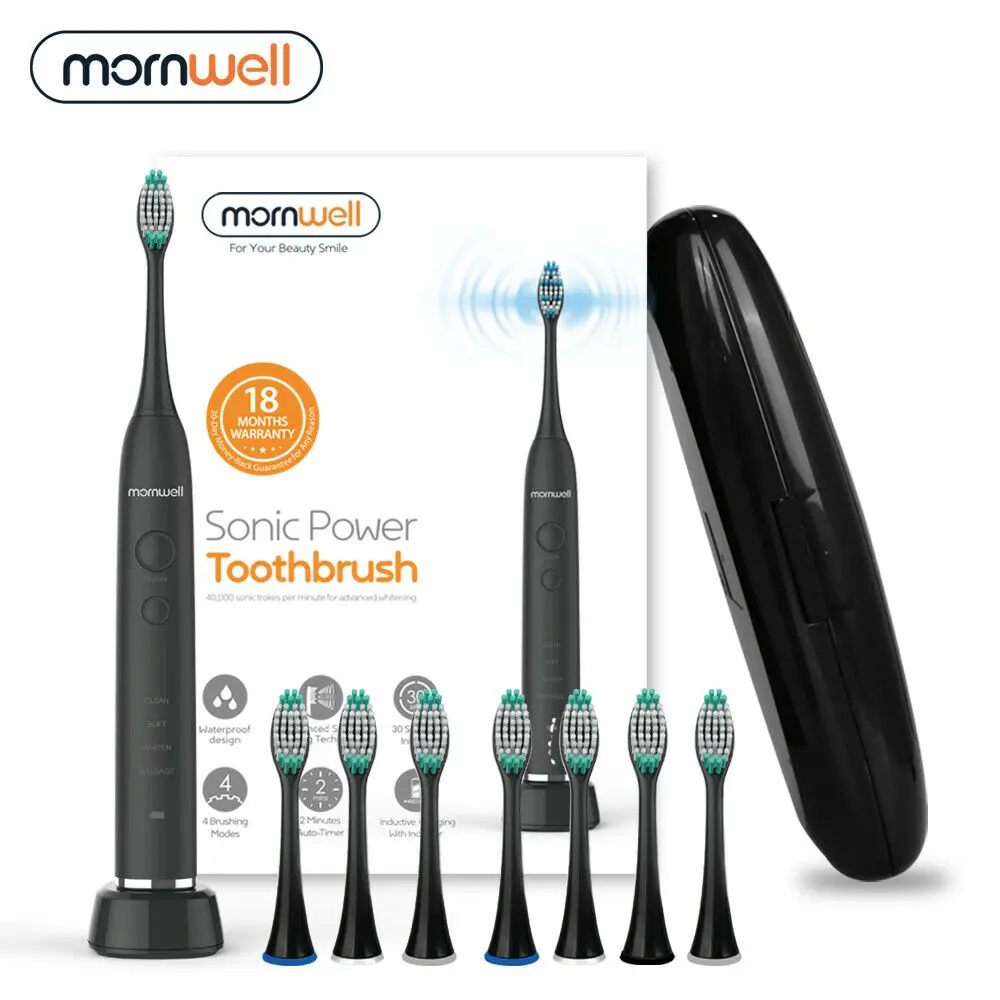 Mornwell D01B+ Automatic Sonic Power Tooth brush USB Charging Rechargeable Electric Toothbrush For Adult With 8 Changeable Heads