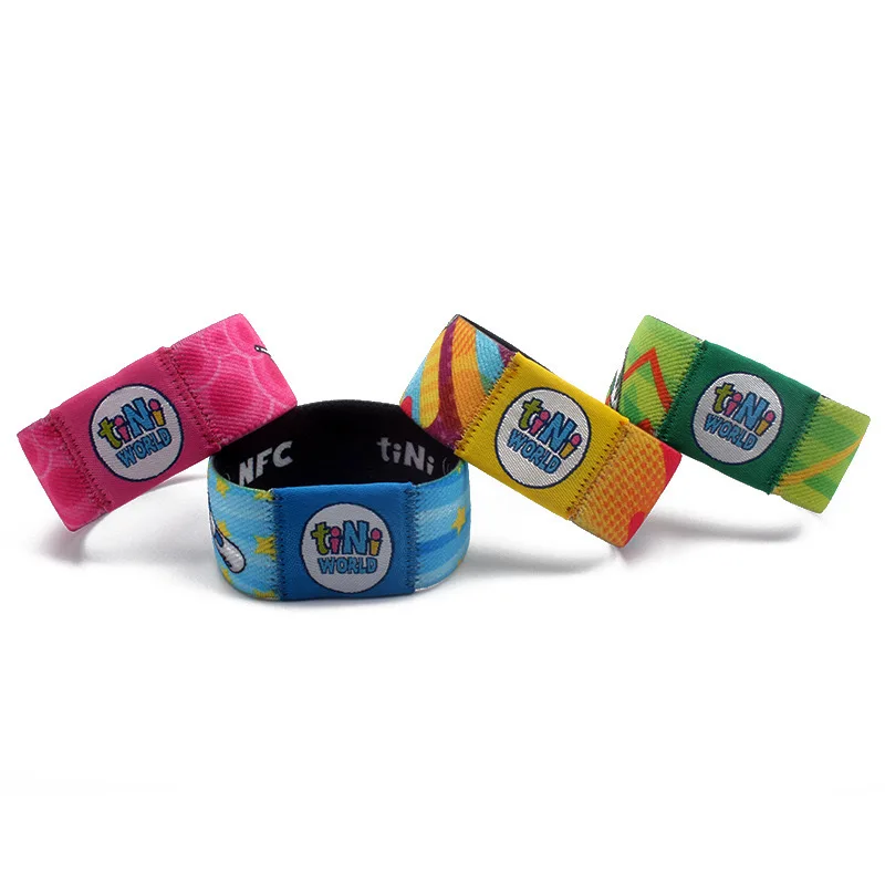 elastic fabric nfc213 nfc bracelets reusable NFC wrist band strap / Stretch Woven RFID Wristband