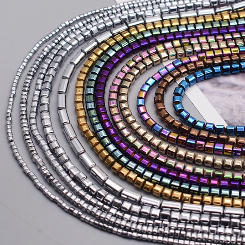 2/3/4/6mm Natural Stone Hematite Beads Faceted Cube Square Loose Spacer Beads For Jewelry Making Diy Bracelet Retention Color