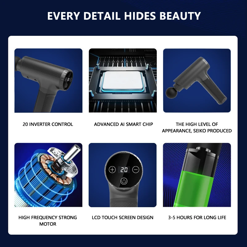 Popular choice 20 Speed Deep Tissue Percussion Massage Gun Professional Pistole Muscle Fascia Massager Gun