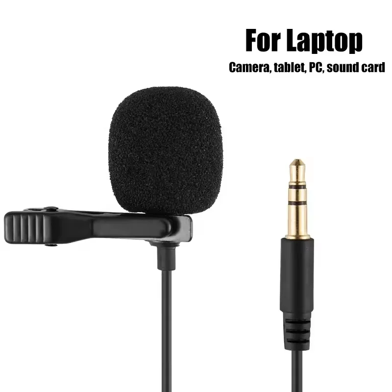 Portable 1.5m Lavalier Mini Microphone Wired 3.5mm Type-C Condenser Clip-on Lapel Mic for Loudspeaker Phone Laptop PC