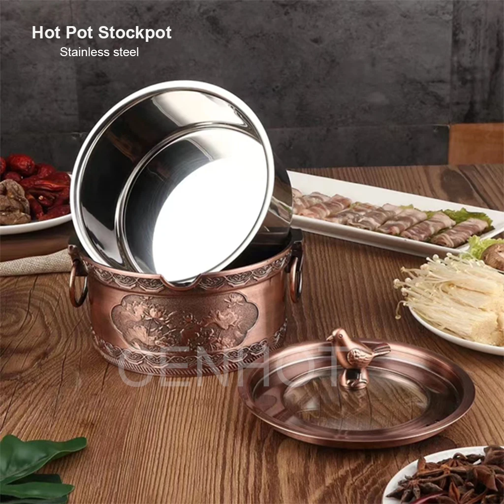 CENHOT Wholesale Good Quality Stainless Steel Lion Hot Pot Stockpot For Restaurant Soup Pot