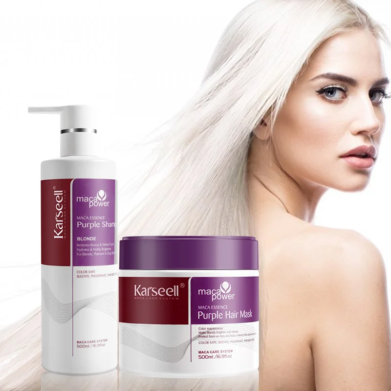 OEM Custom Private Label Karseell Purple Shampoo Salon Sulfate-Free Purple Shampoo For Blonde Hair No Yellow Or Silver