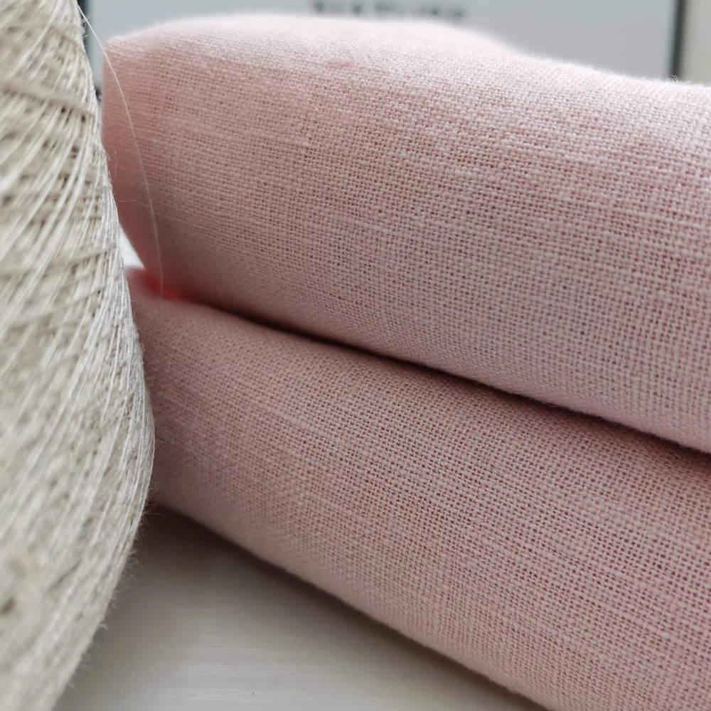 2022 HOT Product 55% Linen And 45% Cotton Mix Plain Dyed Custom Color Fabric For Fashionable Suit Density 44*38 Yarn 8*8