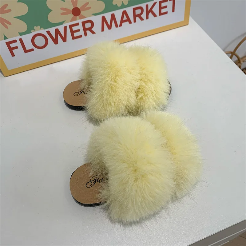High quality winter indoor outdoor nonslip fashionable warm slippers for kids girls