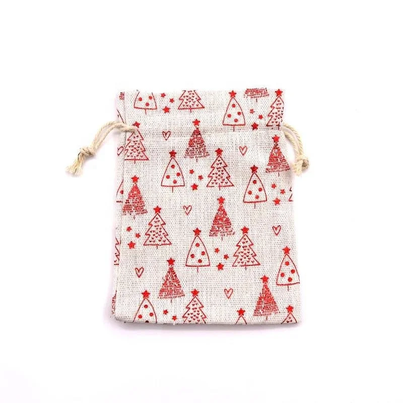 Customizable Canvas Gift Bags for Christmas Cotton Candy Apples Pattern Decorative Christmas Eve Packaging Bag