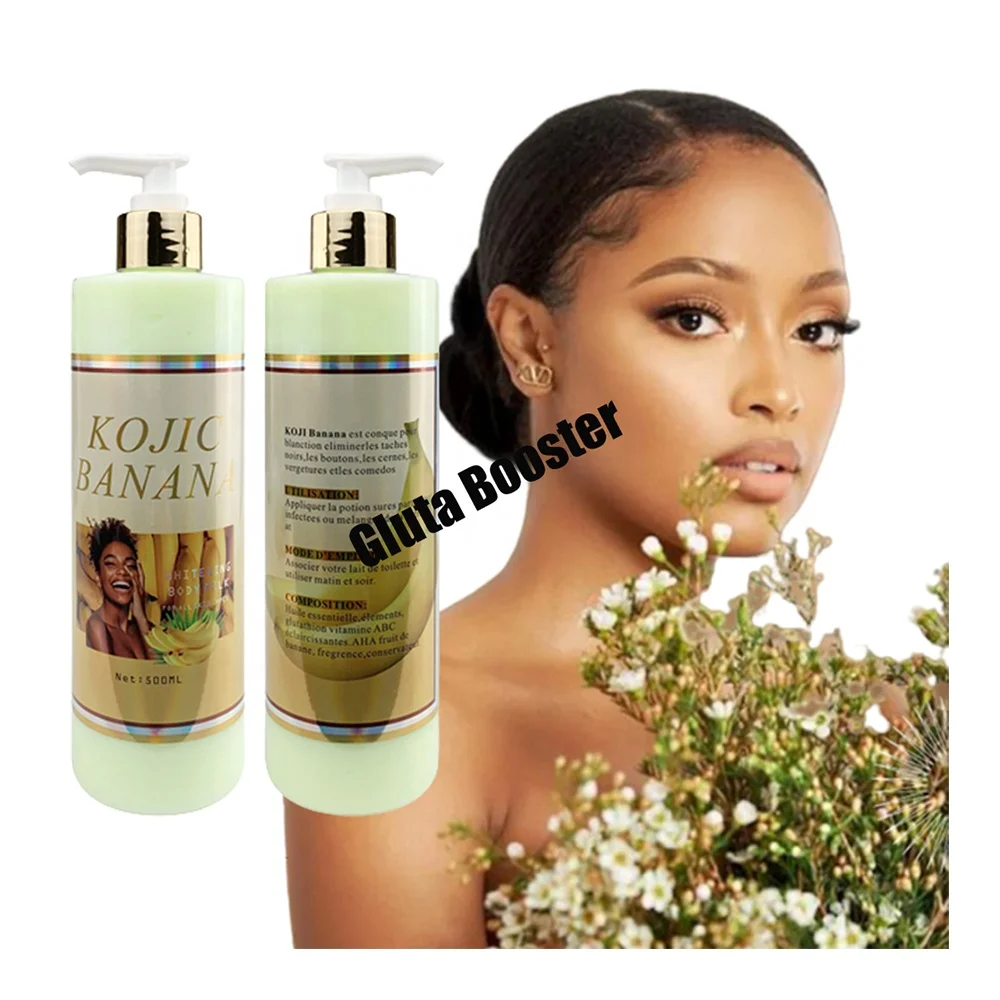 anti-aging blemish-free youthful silky caramel glow luminously clarifying perfecting skin toning milk kojic banana body cream