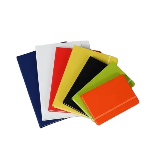 A6 orange PU leather pocket size notebook with elastic string