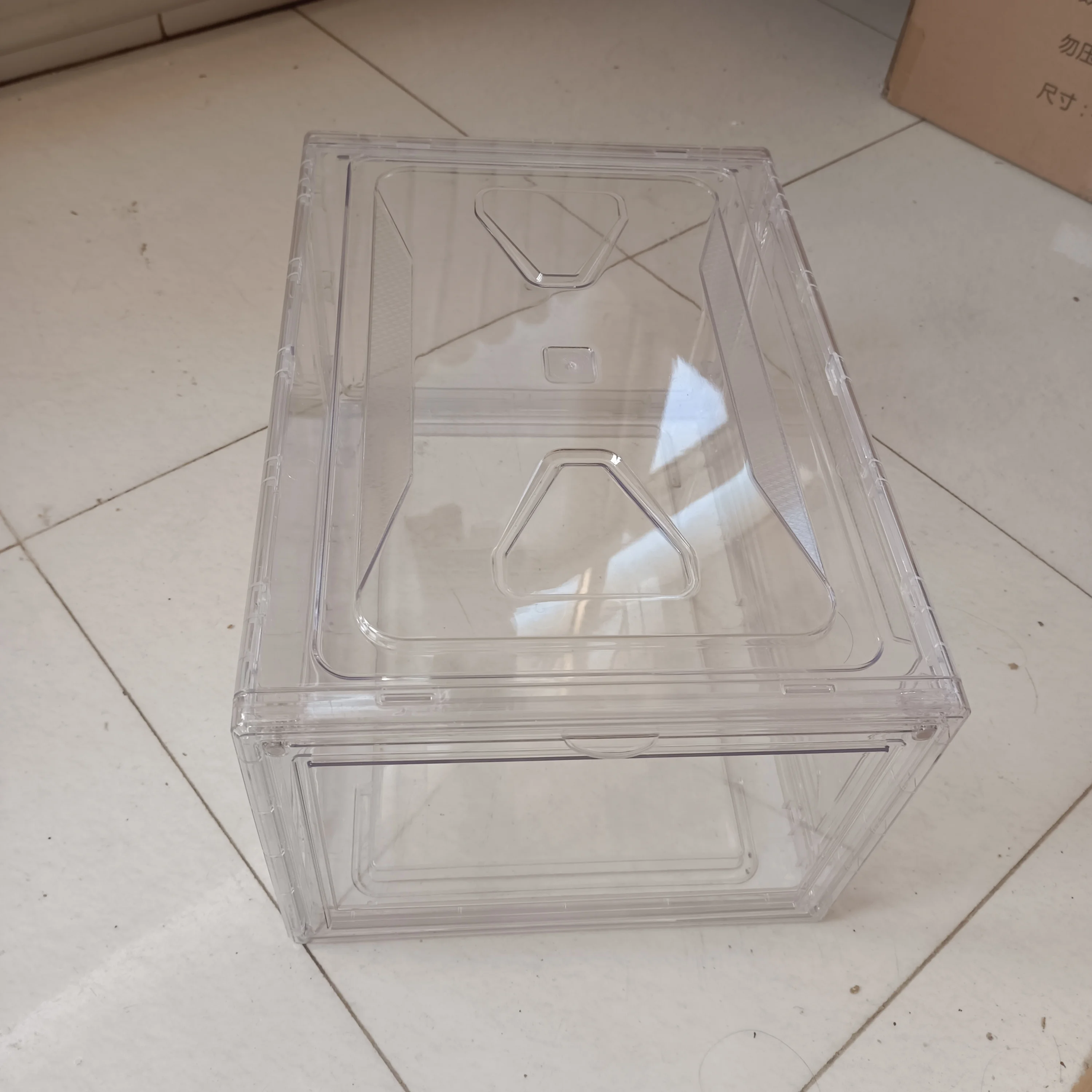 Transparent Plastic Sneaker Stackable Shoe Storage Boxes Front Drop Acrylic Drawer Type Magnetic Clear Shoe Box