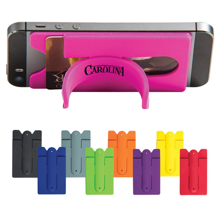 Custom Printed Logo 3M Sticker Silicone Mobile Phone Card Holder Wallet Adhesive Cell Phone Card Holder for Phone Back