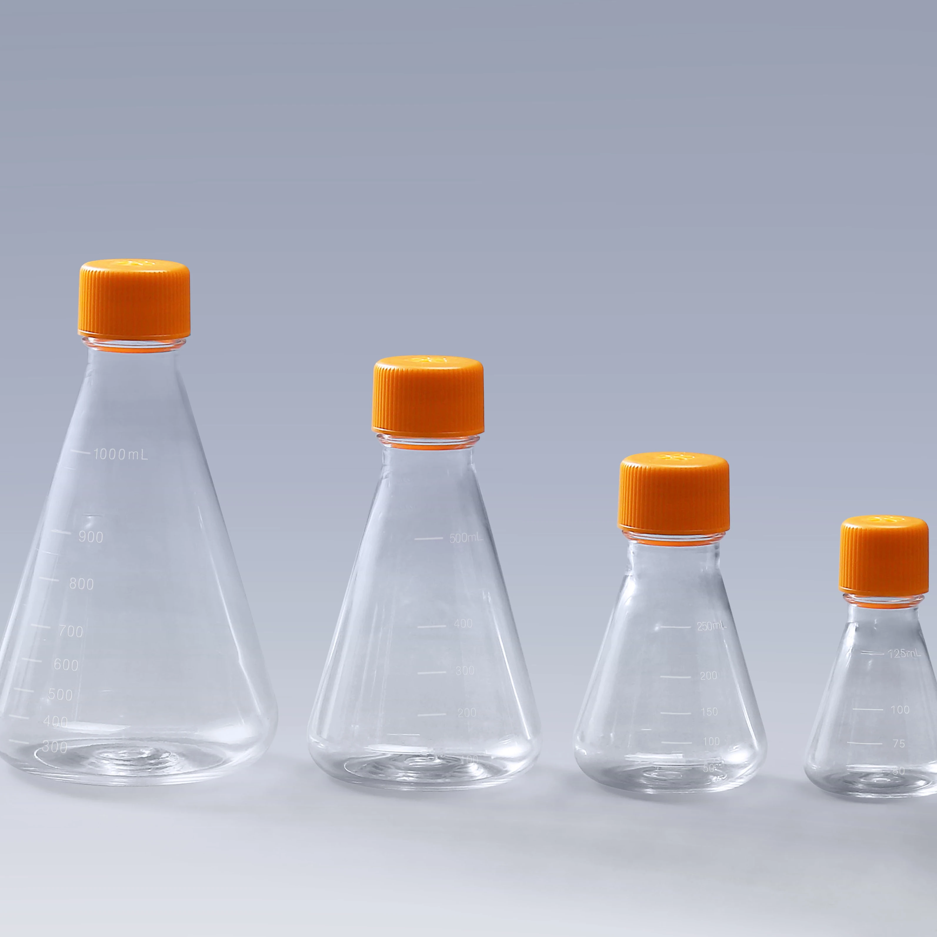 Пластиковая колба Erlenmeyer MDHC с вентиляционными колпачками