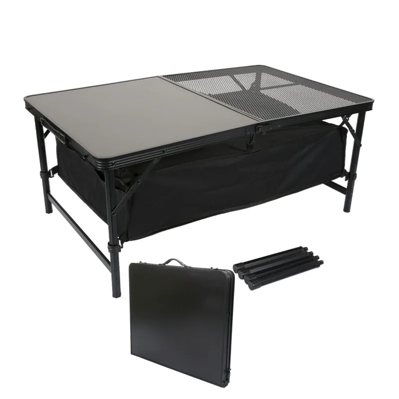 High sales quantity multifunctional outdoor portable mini folding camping mesh barbecue picnic table