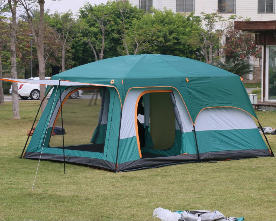 Factory sale 5-8 person Luxury Large Dome Family Waterproof Folding two rooms Outdoor Camping Tent