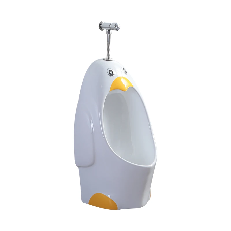 KD-K004U Western Style Hotel Bathroom Boys Floor Standing Urinal Trap White Glazed Ceramic Toilet Urine Bowl in Penguin Shape