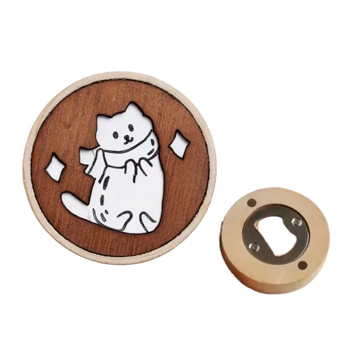 Hot Sale Promotional Gift Kitchen Bar Rest Room Multifunctional Cartoon Animal Souvenir Wooden Bottle Opener Fridge Magnets