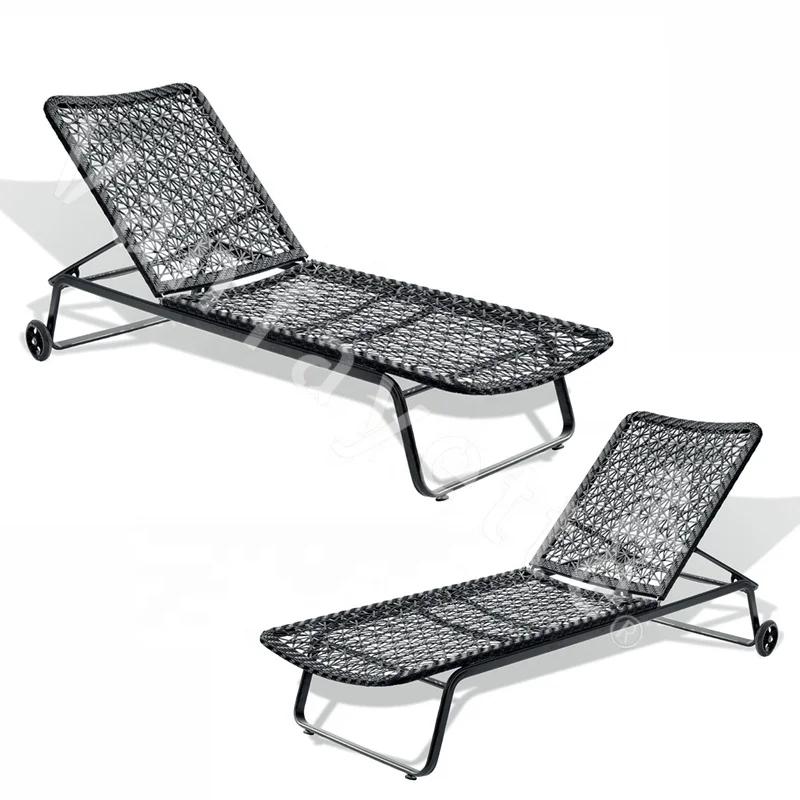 Best Black Chaise Lounge Rattan Pool Deck Chairs Cheap Le Corbusier Chair