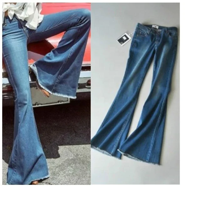 High Quality High Waist Elastic Slimming Women Denim Jeans 2022 Bell Bottom Jeans Wholesale