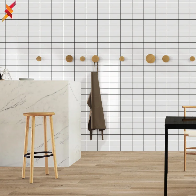 Modern white horse square glaze ceramic kitchen tile design wall 300x300