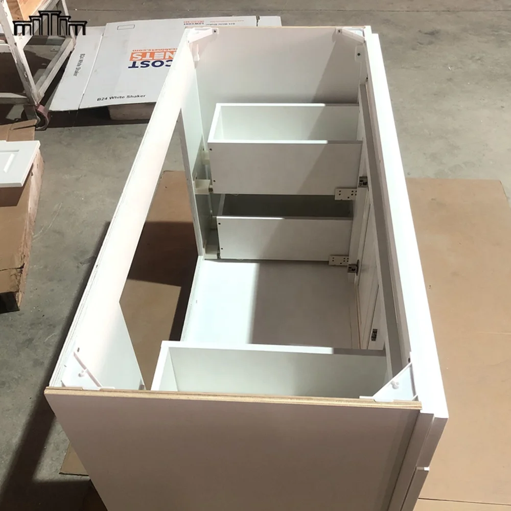 Canada Bathroom cabinets solid wood Chinese Supplier RTA White Bathroom Vanities Cabinet