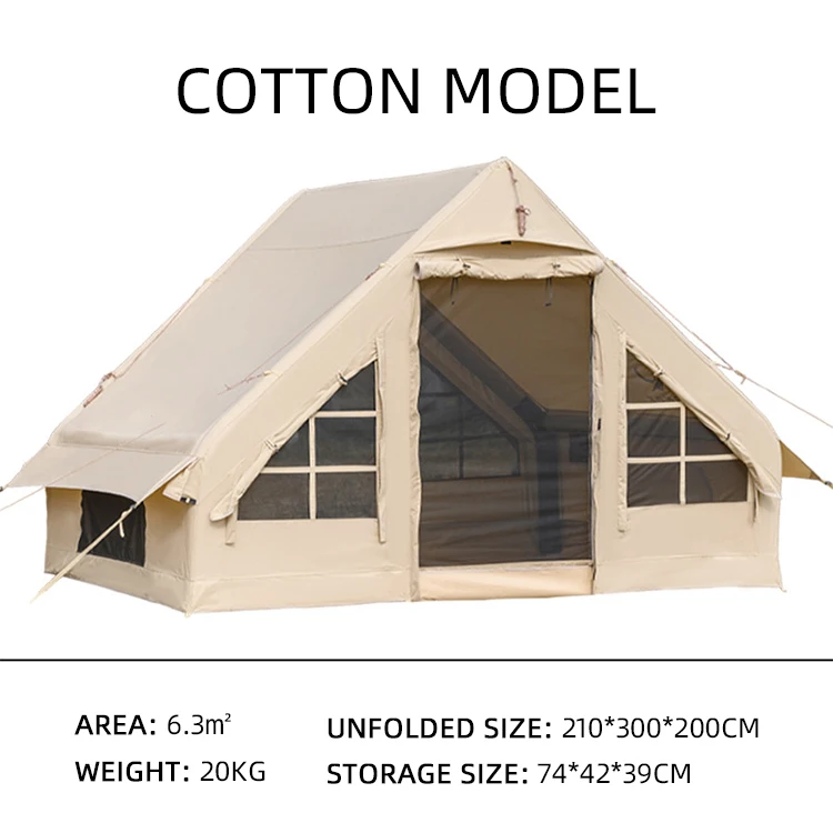 Wholesale Camping Canvas Outdoor Sale Inflatable Cabin Glamping Waterproof 4 Person Large Safari Luxury Winter Travel Air Tent
