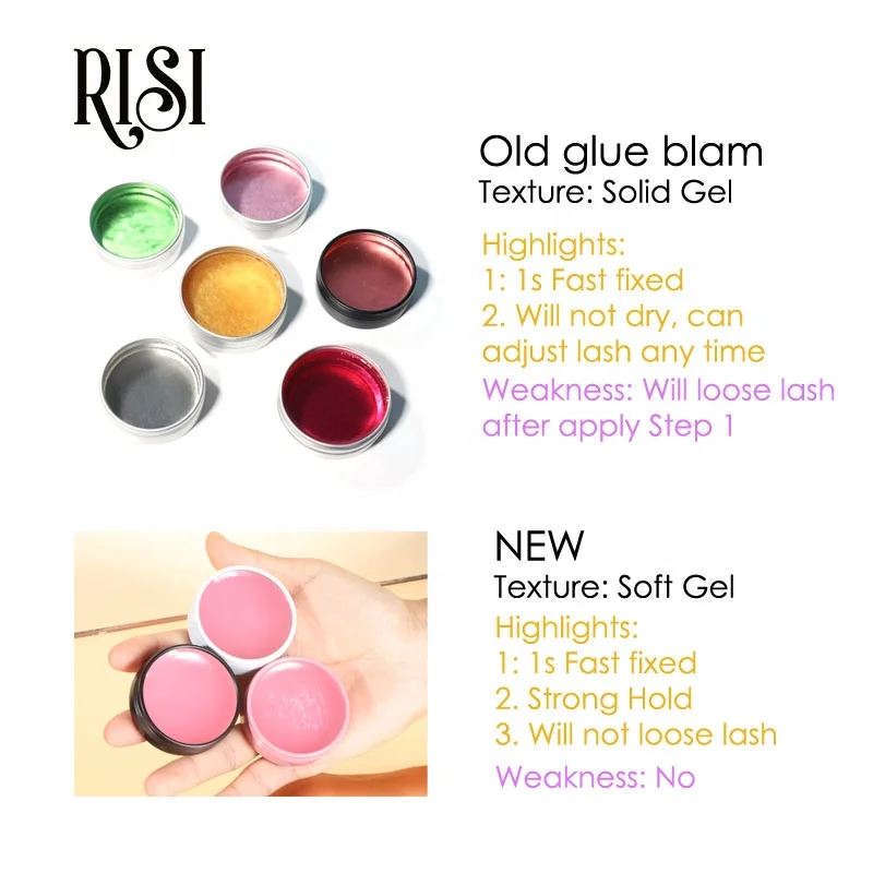 RISI New Soft Gel Lash Lift Glue Balm Strong 1S Fast Fixed Lash Glue Balm Private Label Lamination Glue Balm For Lash Lift