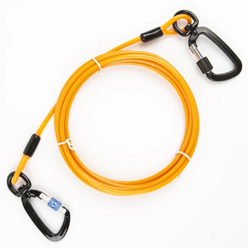 Оптовая продажа, крепежные карабины для рукоделия, прочный большой стальной провод с ПВХ покрытием, поводок для поводка для собак, 40 футов, сделано в Китае