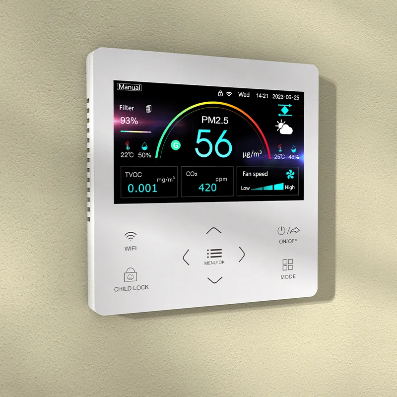 Adjustable multi-mode compatible with rs485 touch buttons intelligent fresh air controller