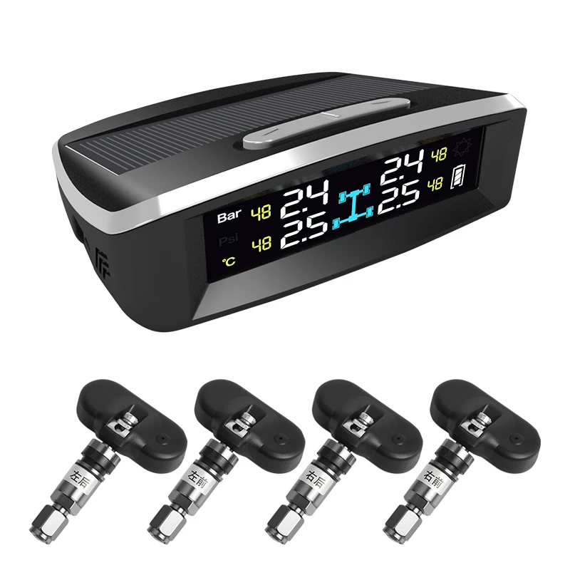 Автомобильный TPMS на солнечной энергии цветной дисплей программируемый универсальный
