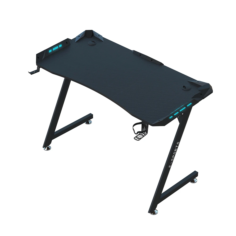 Beisijie Z9 Gaming Table in Carbon Black Color Thick Table RGB Light PC Gamer Used Cup Holder Accessory