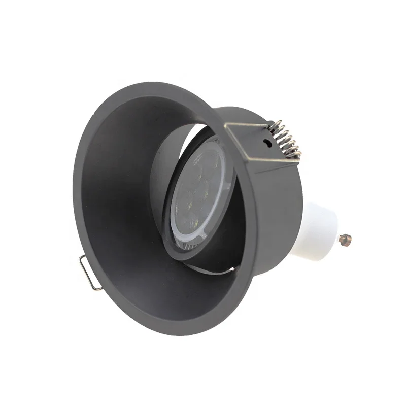 Round Square Recessed LED Ceiling Light Adjustable Frame MR16 GU10 Replaceable spot lights Bulb Fixture Downlight Holder