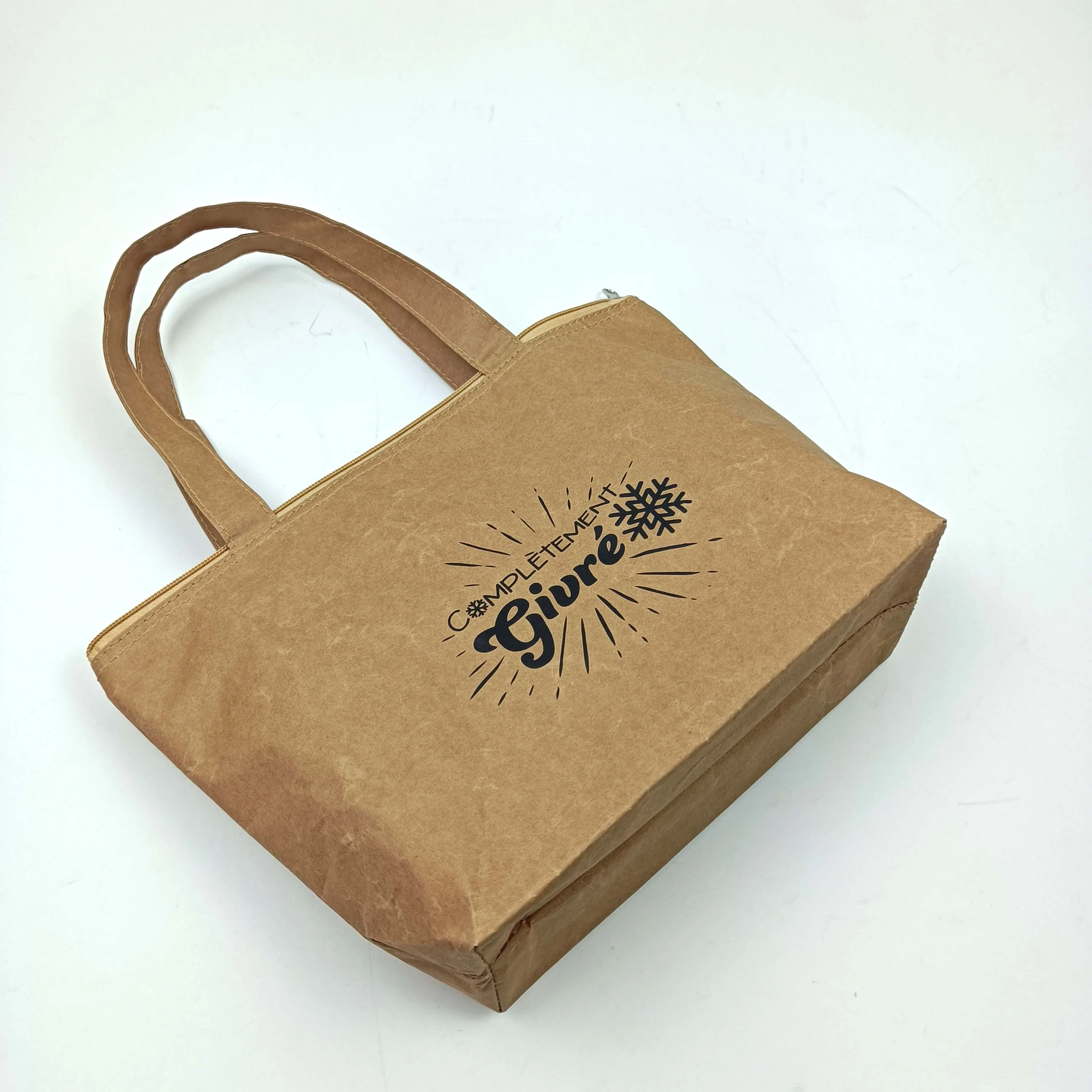 Reusable Eco-friendly kraft paper handbag letter design tote bag Seafood Thermal insulation lunch bag