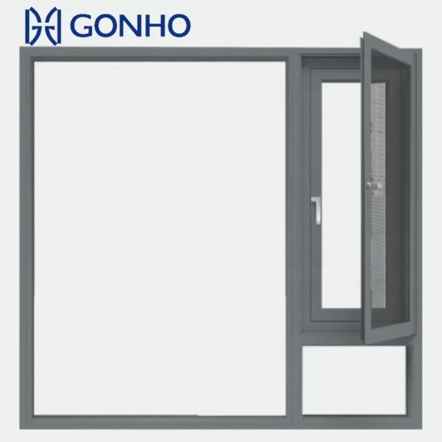 Gonho guangzhou hurricane proof high impact  doors and vinyl fiberglass s windows models aluminum casement windows