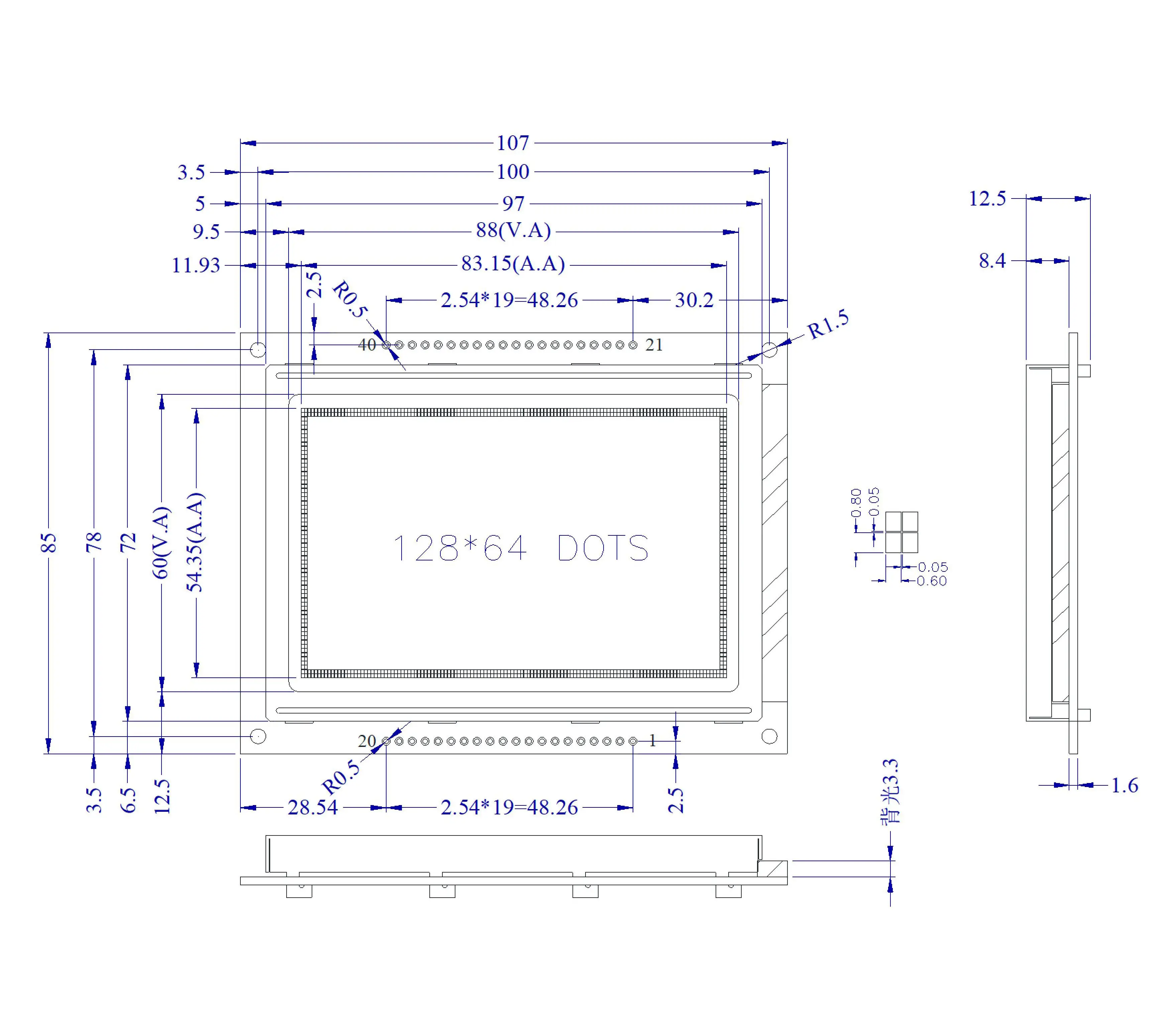 price 128x64 graphic lcd module 128x64 black white fstn lcd display module 8 bit Parallel 3.3V/5.0V LCD Display Module 12864