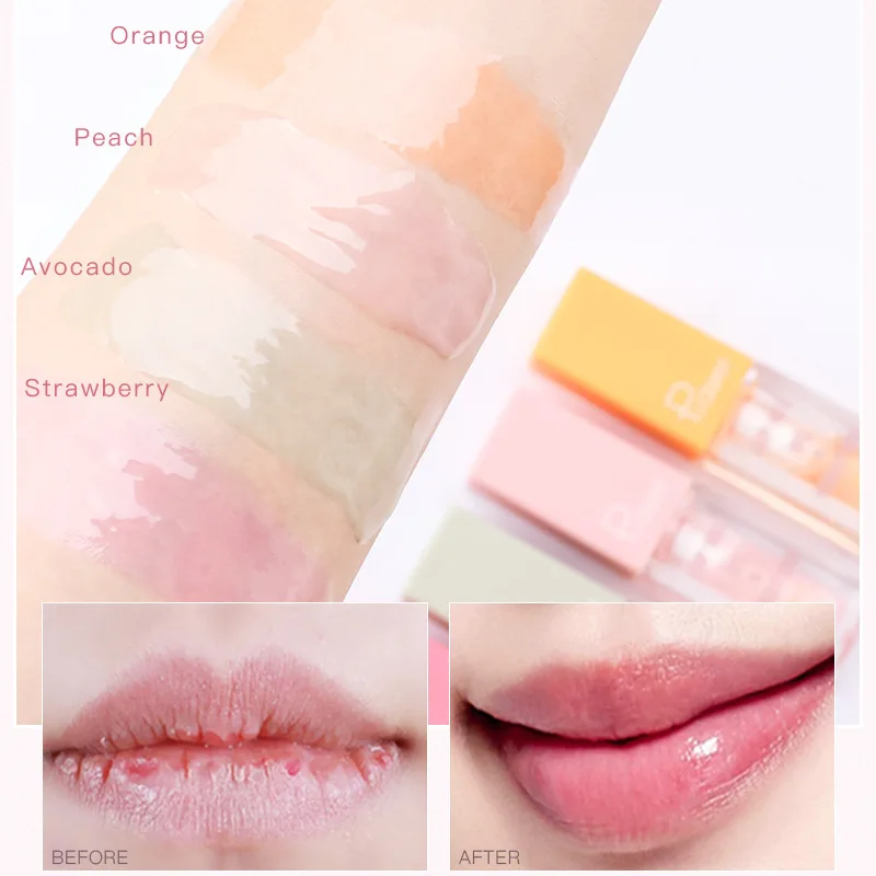 4 Flavors Plant-Fruity Moisturizing Lip-Oils Whitening Lip Lines Improve Dry Lip Oil for Daily Life