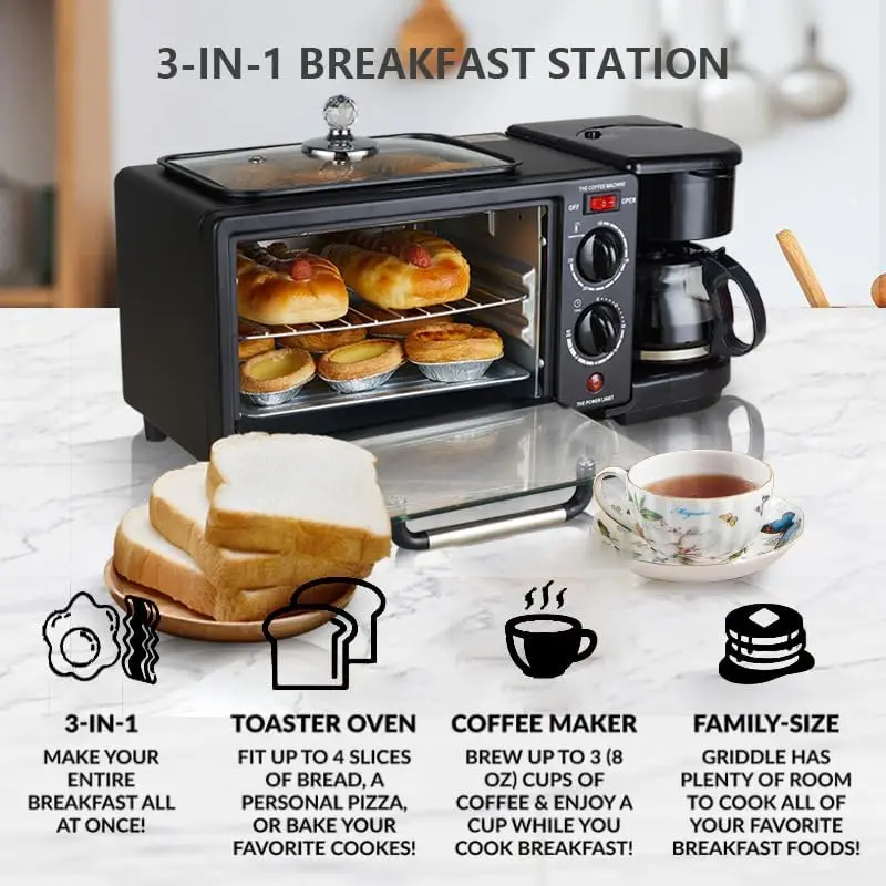 New Product Multi Function Breakfast Machine 3 In1 Breakfast Makers 110-240v