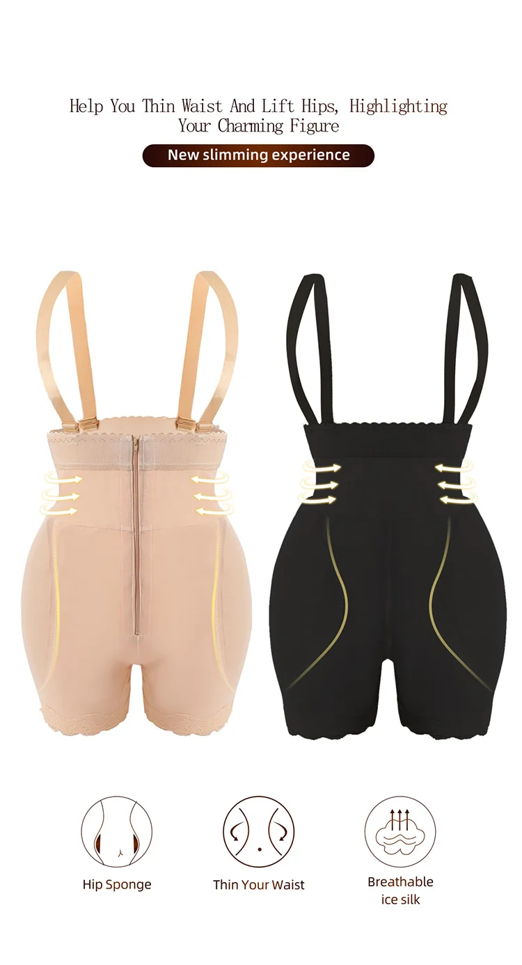 Open Bust Lace Trim Buckle Front Slip Shapewear Panties Tummy Control Adjustable Slimmer Body Shape Underwear