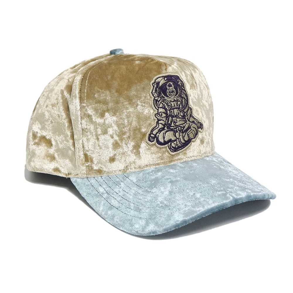 Most Popular Winter 5 Panel Snap back Hat,Blue Men Embroidery velvet fabric Customize logo A Frame caps style for out door