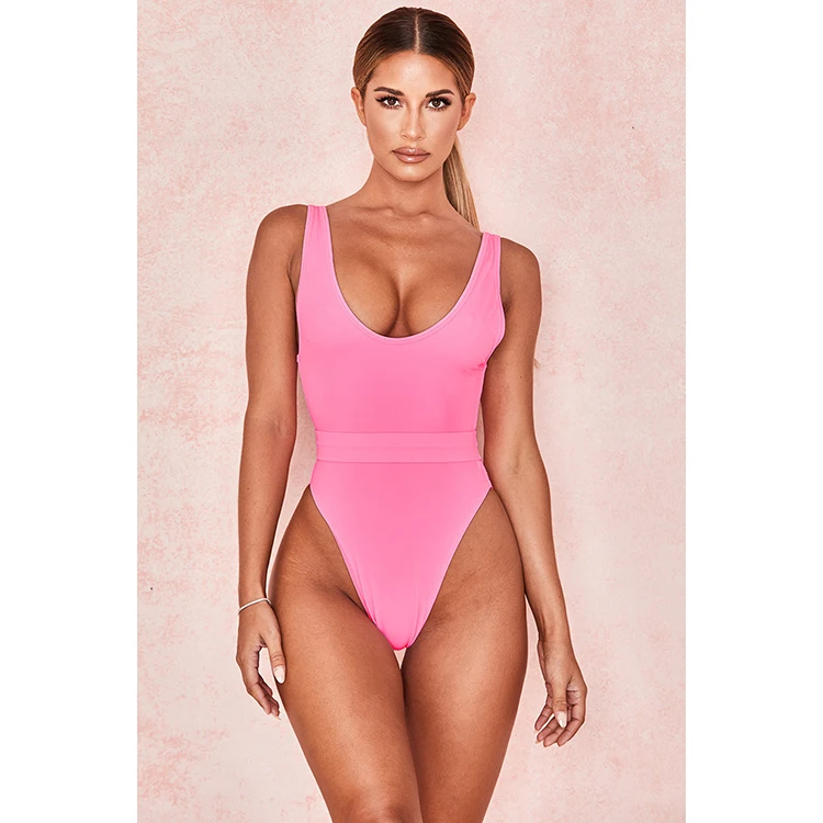 Hot Pink Model Wallpaper Korea Swimwear Bikini Sexy Women One Piece Swimsuit