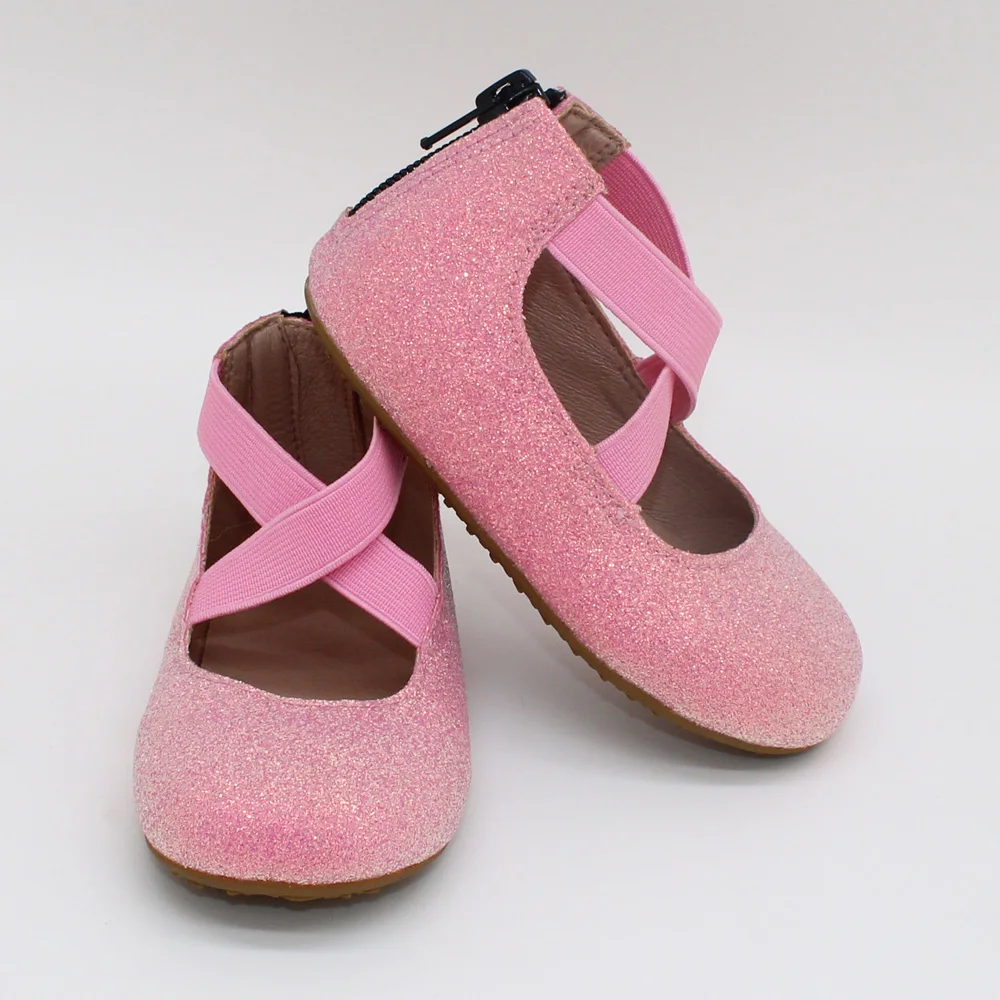 fashion rubber sole glitter leather ballet kids 2021 flat