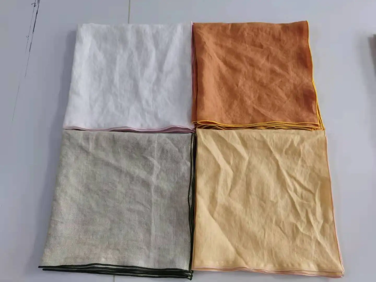 popular narrow hem, locking/scrolled up hem high quality French pure flax linen napkins with stone washing for wholesale ,rent