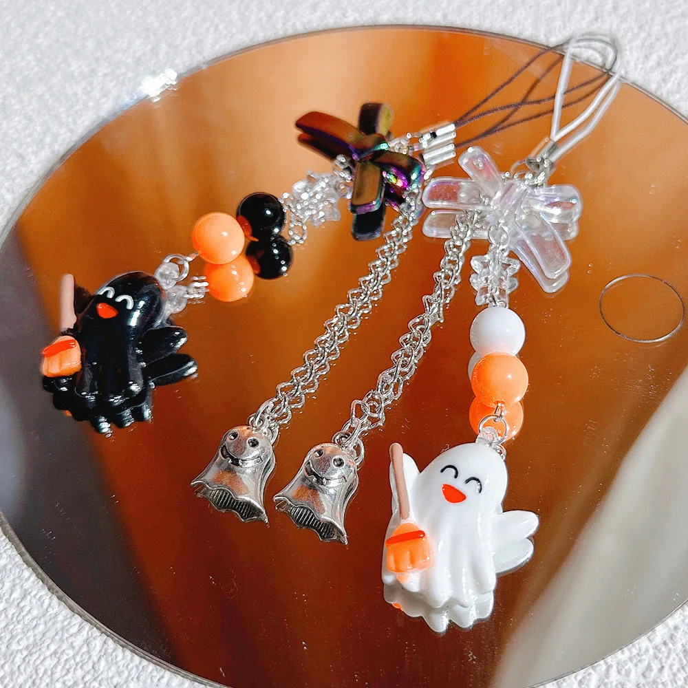 Lilangda Ghost Mobile Phone Charms Straps Lanyard Halloween Kawaii Women Phones Keychain Accessories Fashion Cute Ins style