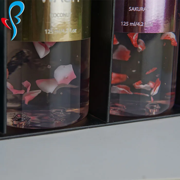 Private label custom rose whitening shower gel body wash with petals