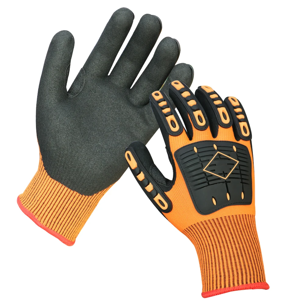 Customized Logo Mechanic Nitrile Gloves TPR Anti-Collision Cut-Resistant Heavy Duty HPPE EN388 Certified Comfortable