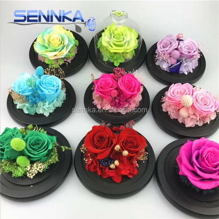 Freeze Dried Rose Petals perfectly preserved flower in mini glass dome