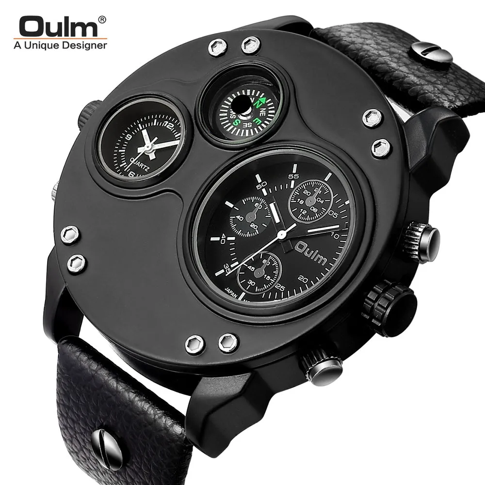 Oulm HP3741 compass cross-border explosive foreign trade watch dual time zone male watch large dial