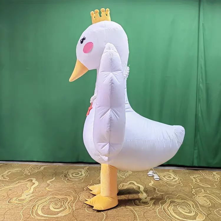 Commercial Custom Plush Goose Mascot Costume Walking Suits Funny Inflatable Goose Swan Costumes For Adults