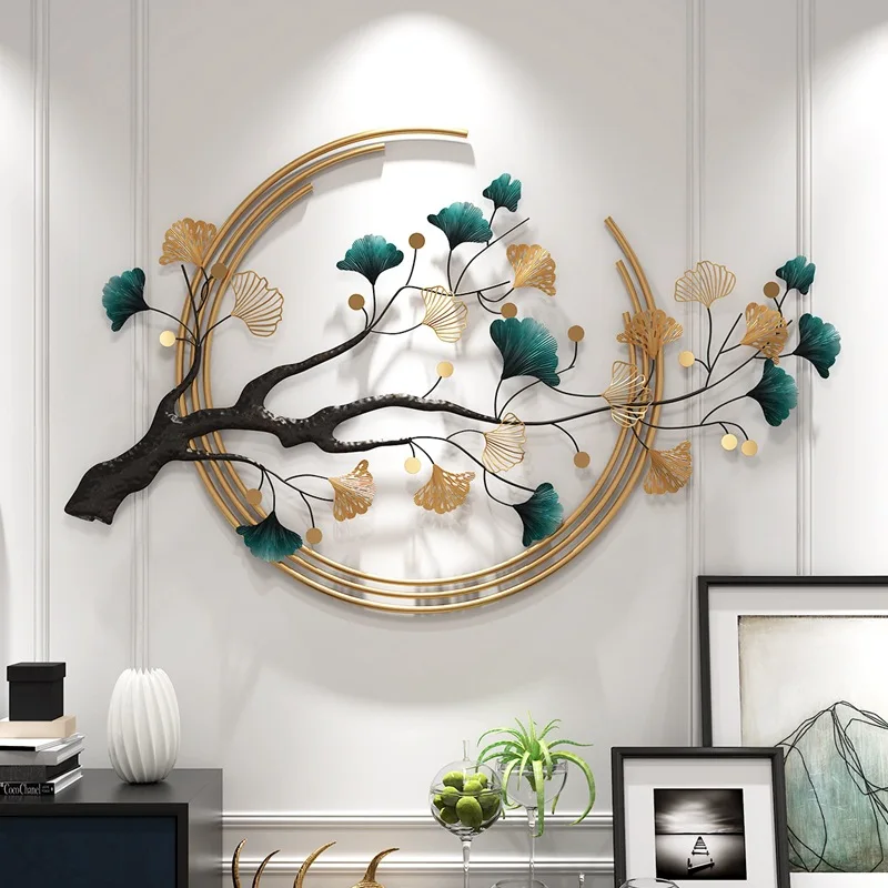 hot sell metal wall decor creative handmade ginkgo leaves wall art for living room bed room for home decor wall hanging