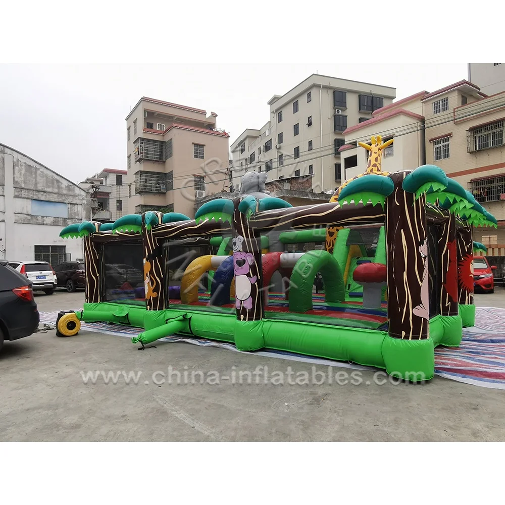 Popular Fun Inflatables Jumping Bouncer Naughty Kids Jungle Elephant Bouncy Castle Slide for Outdoor Activities
